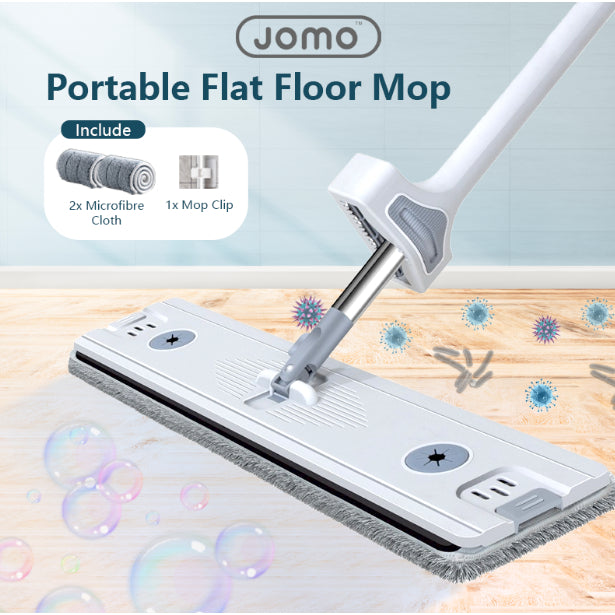 Portable Flat Floor Mop Wet and Dry Mop For Home Cleaning Powerful Absorption Microfibre Cloth