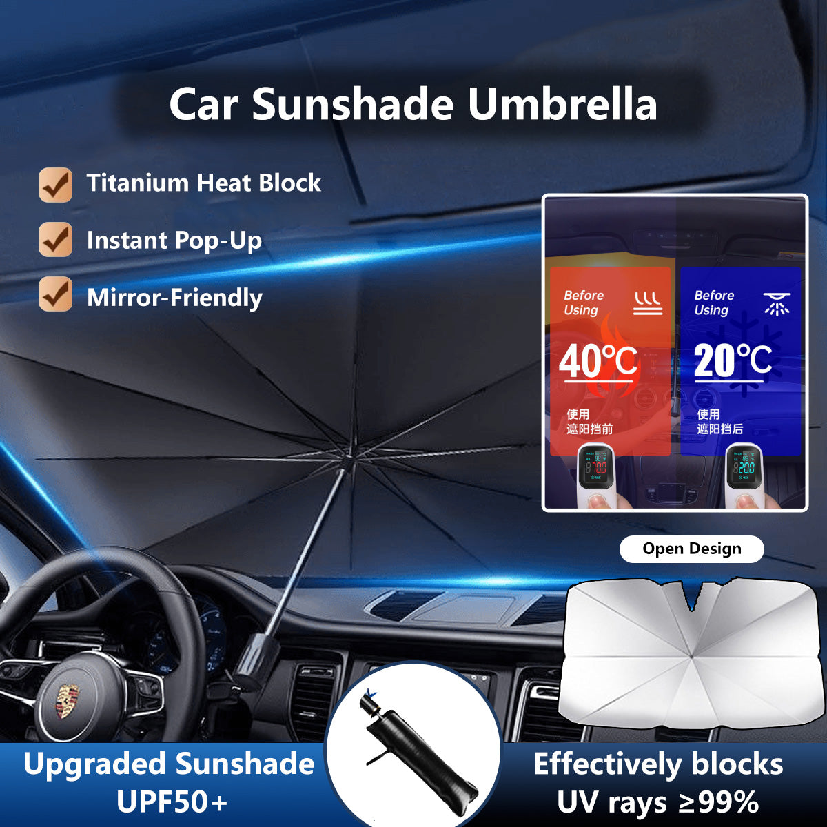 Car Sunshade Umbrella Sun & Heat Protection Privacy Protection Sunshield