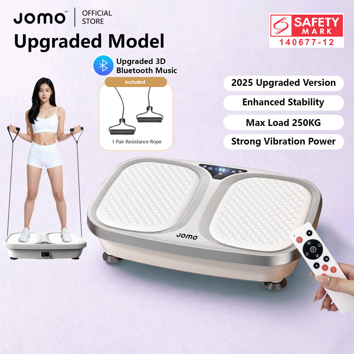 Vibration Machine Exercise Board Home Fitness Bluetooth Strong Vibration LCD Display 250kg Durable