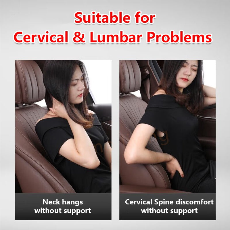 Memory Foam Waist Lumbar Neck Support Set Car Back Seat Cushion