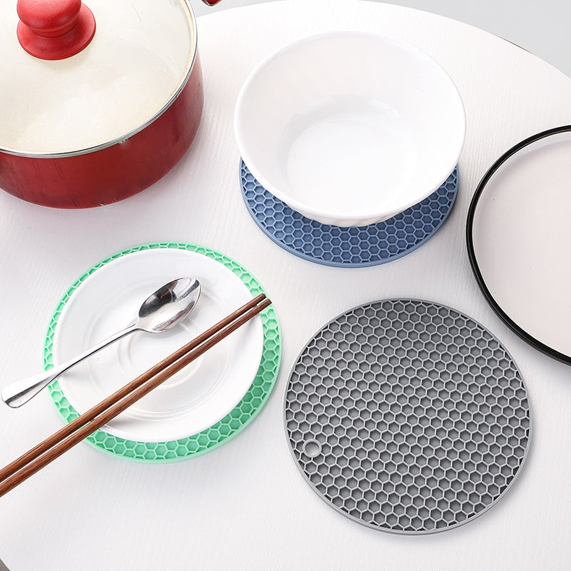 14.5cm Rubber Insulation Pads Round Honeycomb Silicone Coaster Placemat Anti-slip Table