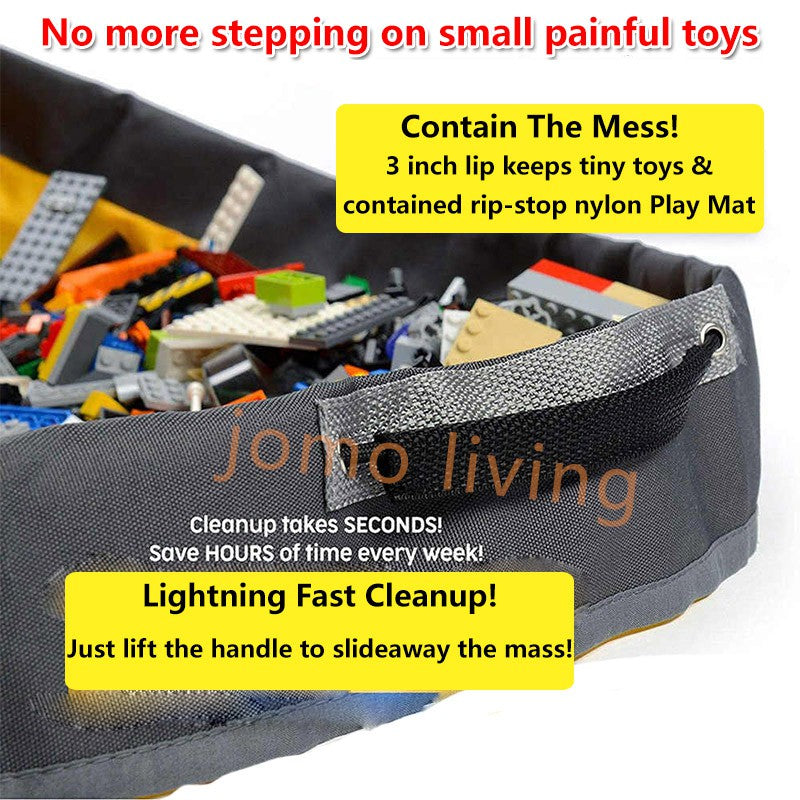 Kids Toys Storage Bag Toys Organization + Play Mat Storage Bucket Bag Fast Clean Up Storage Container