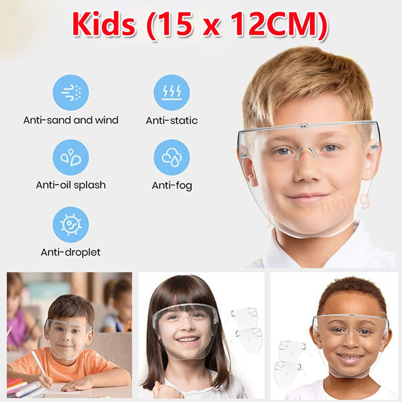 Kids Adults Solid Full Face Protection Shield Mask Acrylic Transparent 100% Anti Fog Face Shield Sheild