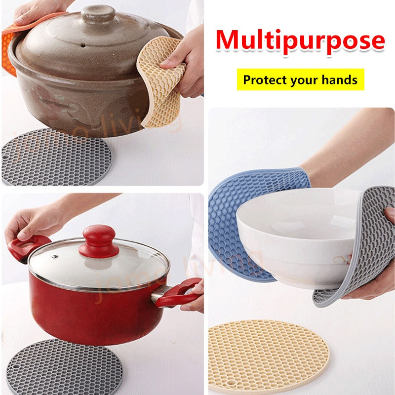 14.5cm Rubber Insulation Pads Round Honeycomb Silicone Coaster Placemat Anti-slip Table