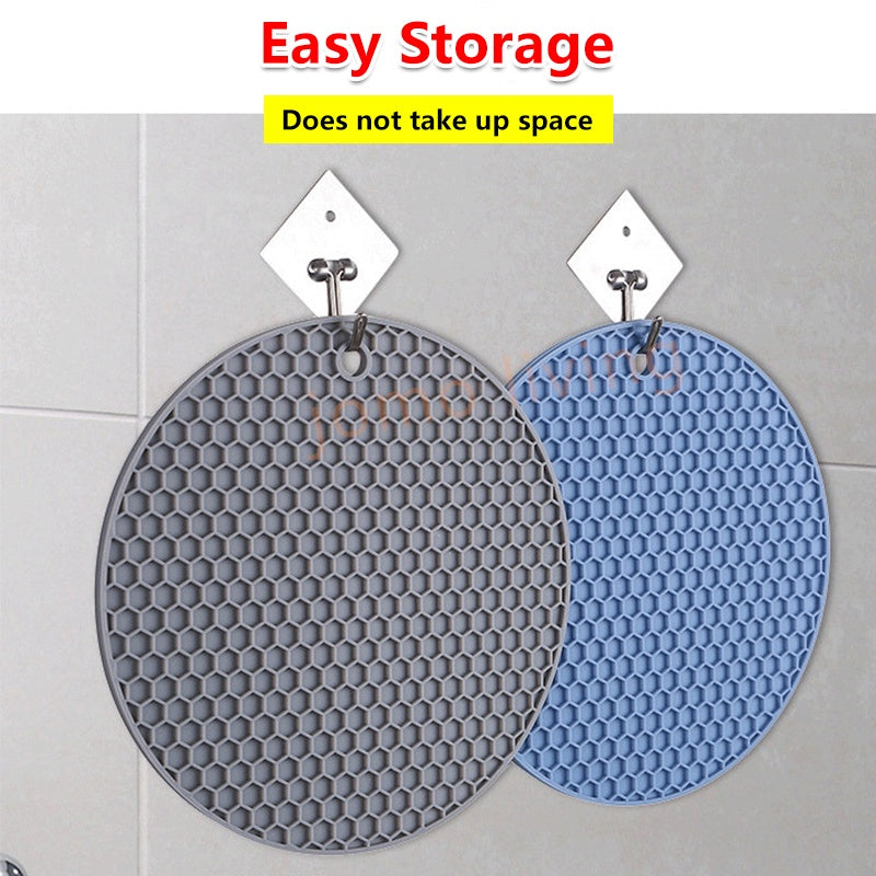 14.5cm Rubber Insulation Pads Round Honeycomb Silicone Coaster Placemat Anti-slip Table