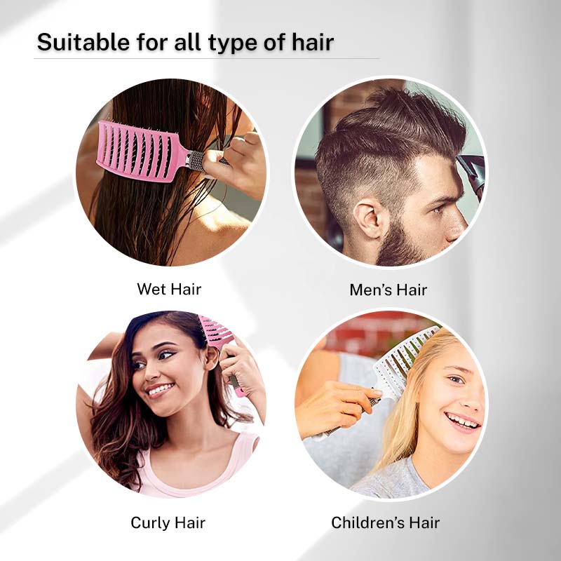 JOMO Rib Bone Hair Massage Comb Curved Scalp Massage Comb Detangle Hair Styling Comb Hair Volumizing