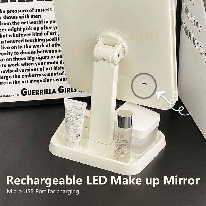 JOMO 2023 New Touch Tri-fold Dimmable LED Makeup Mirror Travel Essentials Cosmetic Magnifying Mirror