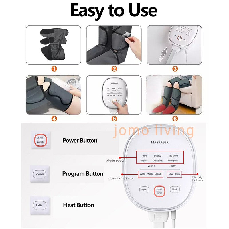All in One Leg and Foot Massager for Circulation and Relaxation 6 Massage Modes Heat