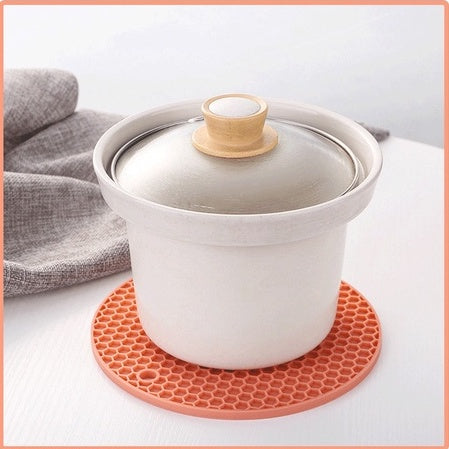 14.5cm Rubber Insulation Pads Round Honeycomb Silicone Coaster Placemat Anti-slip Table