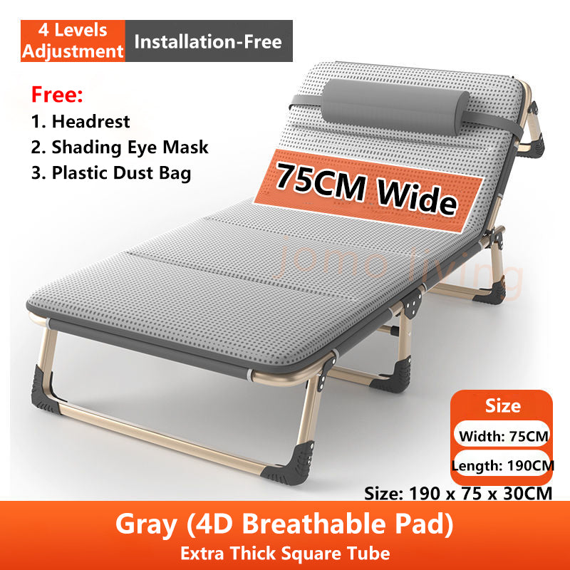 Japanese Portable Folding Bed Single Bed 75cm Wide Surface Lightweight Bed