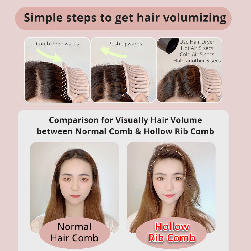 JOMO Rib Bone Hair Massage Comb Curved Scalp Massage Comb Detangle Hair Styling Comb Hair Volumizing