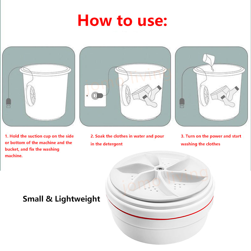 JOMO Mini Turbine Washing Machine Portable Small Ultrasonic Washer Socks / Underwear Washing Machine