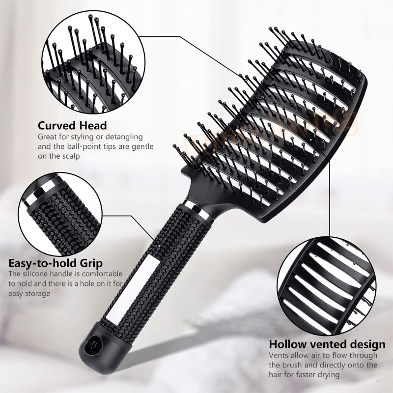 JOMO Rib Bone Hair Massage Comb Curved Scalp Massage Comb Detangle Hair Styling Comb Hair Volumizing