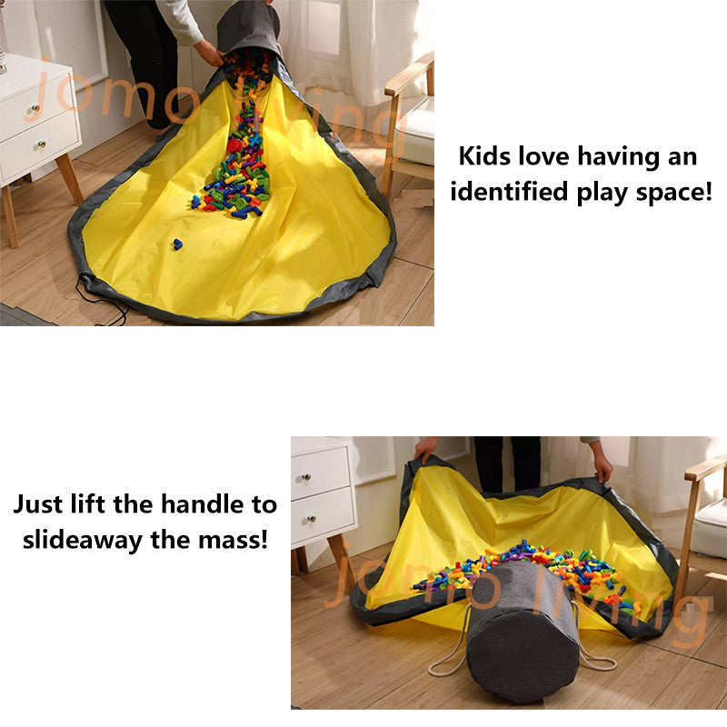 Kids Toys Storage Bag Toys Organization + Play Mat Storage Bucket Bag Fast Clean Up Storage Container