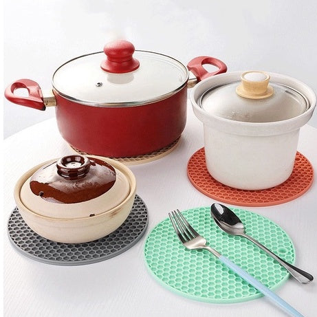 14.5cm Rubber Insulation Pads Round Honeycomb Silicone Coaster Placemat Anti-slip Table