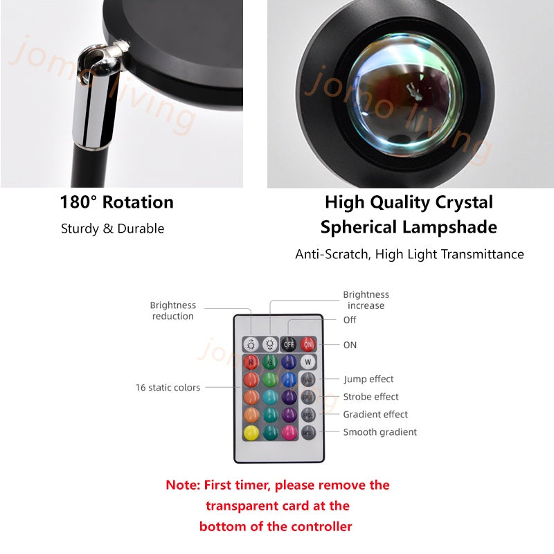 16 Color Photography Selfie Sunset Lamps Projector 16 Rainbow Colors Wall Projection Lamp