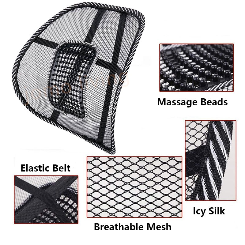 Massage Bead Lumbar Back Support Spine Posture Correction Car Seat Chair Cushion Pad
