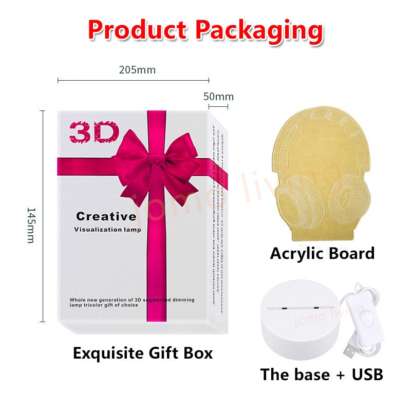 3D LED Light Gift Warm Light Bedroom Table Lamp USB Light Birthday Gift Idea Vday Present