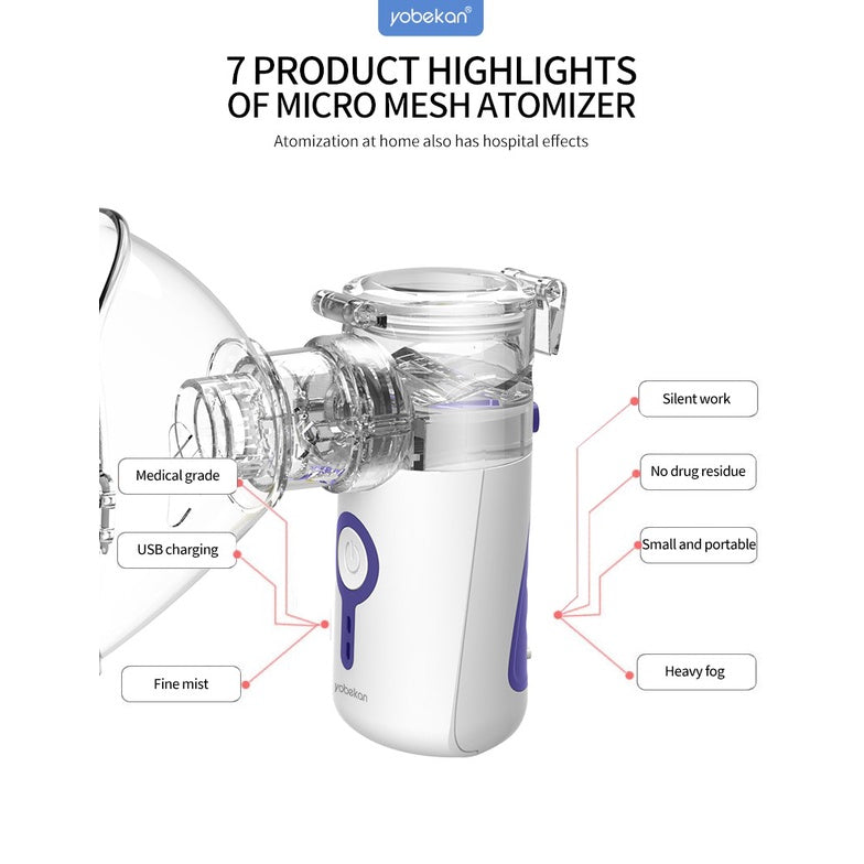 Atomizer Portable Ultrasonic Mesh Nebulizer Spray Large Fog Steam Inhaler Medical Device