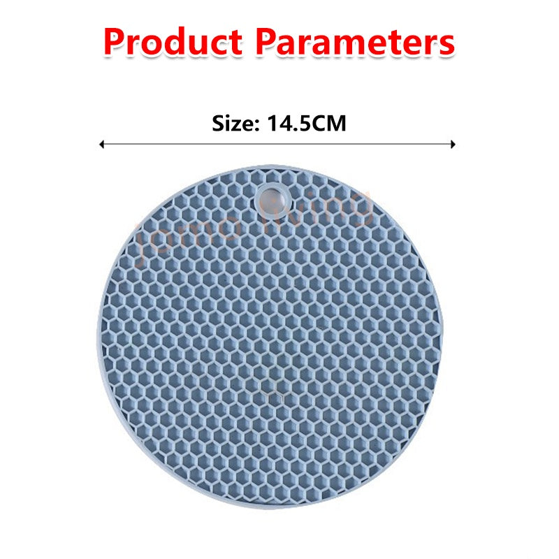 14.5cm Rubber Insulation Pads Round Honeycomb Silicone Coaster Placemat Anti-slip Table