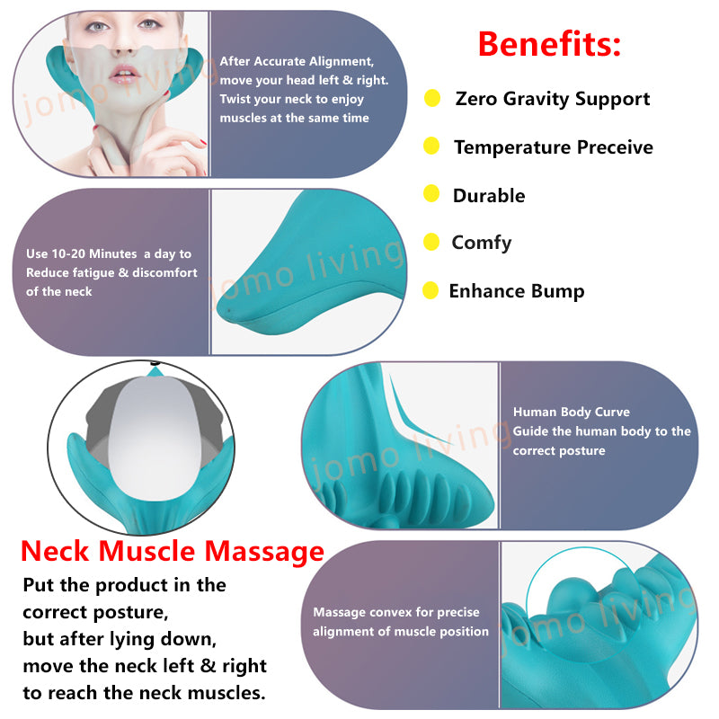JOMO Neck Massager V & C Shape Pillow Neck Stretcher Relax