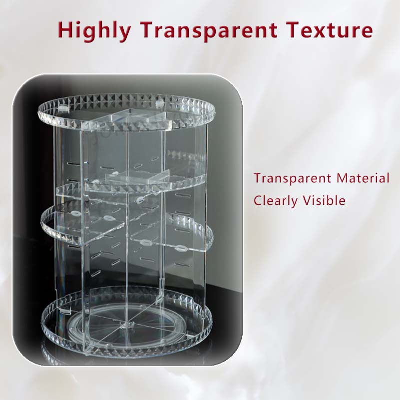360° Rotation Makeup Storage Box Makeup Storage Removable Dividers Diamond Texture
