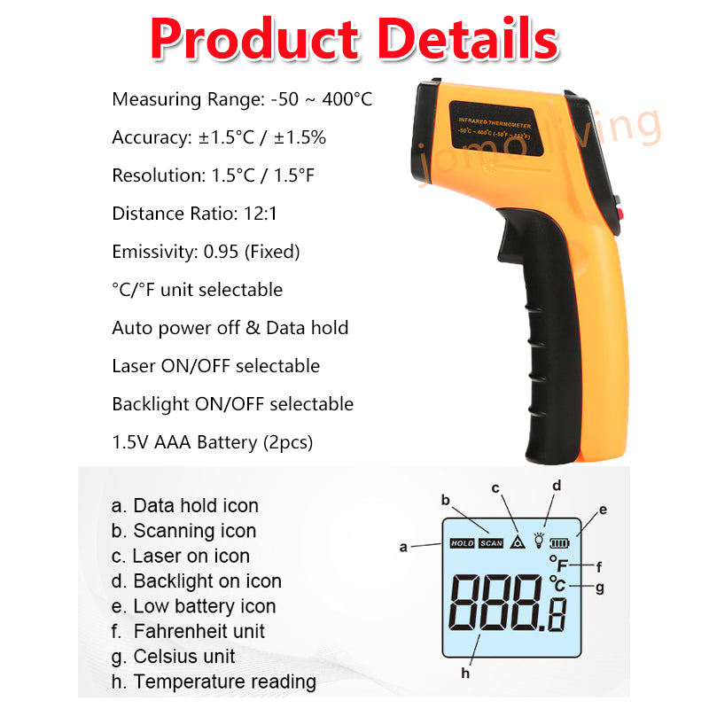 High Accuracy Industrial Infrared Food Thermometer Kitchen Cooking Baking Thermometer