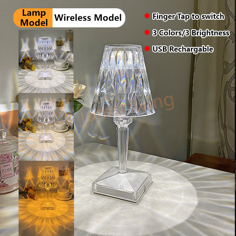 Diamond Table Lamp Crystal Side Lamp Dining Table Diamond Light LED Night Lamp Gift Idea