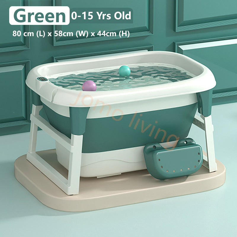 2-in-1 Children Foldable Bathtub & Swimming Pool for Baby Kids Swim Shower baby bath bucket