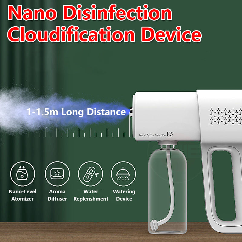 Sanitizer Spray Machine Disinfection Blue Ray Disinfectant Spray Gun UV Nano Atomizer K5