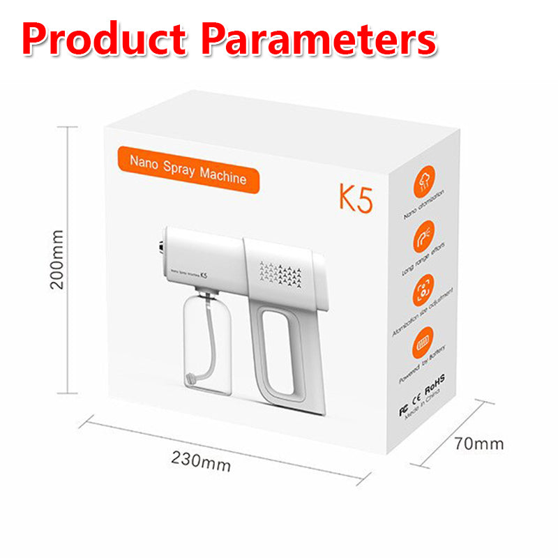 Sanitizer Spray Machine Disinfection Blue Ray Disinfectant Spray Gun UV Nano Atomizer K5