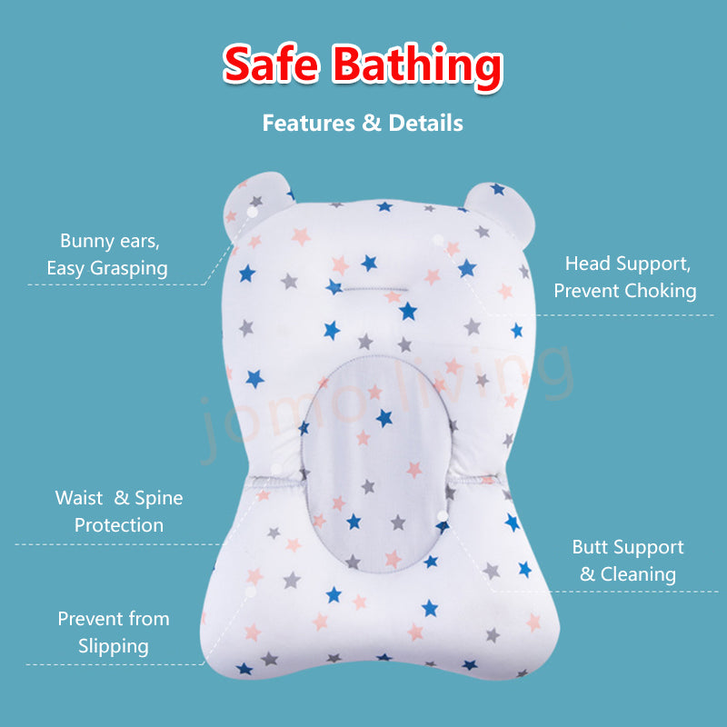 Baby Bathing Bathtub Mat Foldable Bath Tub Pad Newborn Anti-Slip Soft Comfort Body Cushion