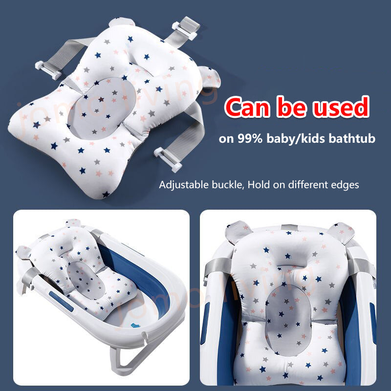 Baby Bathing Bathtub Mat Foldable Bath Tub Pad Newborn Anti-Slip Soft Comfort Body Cushion