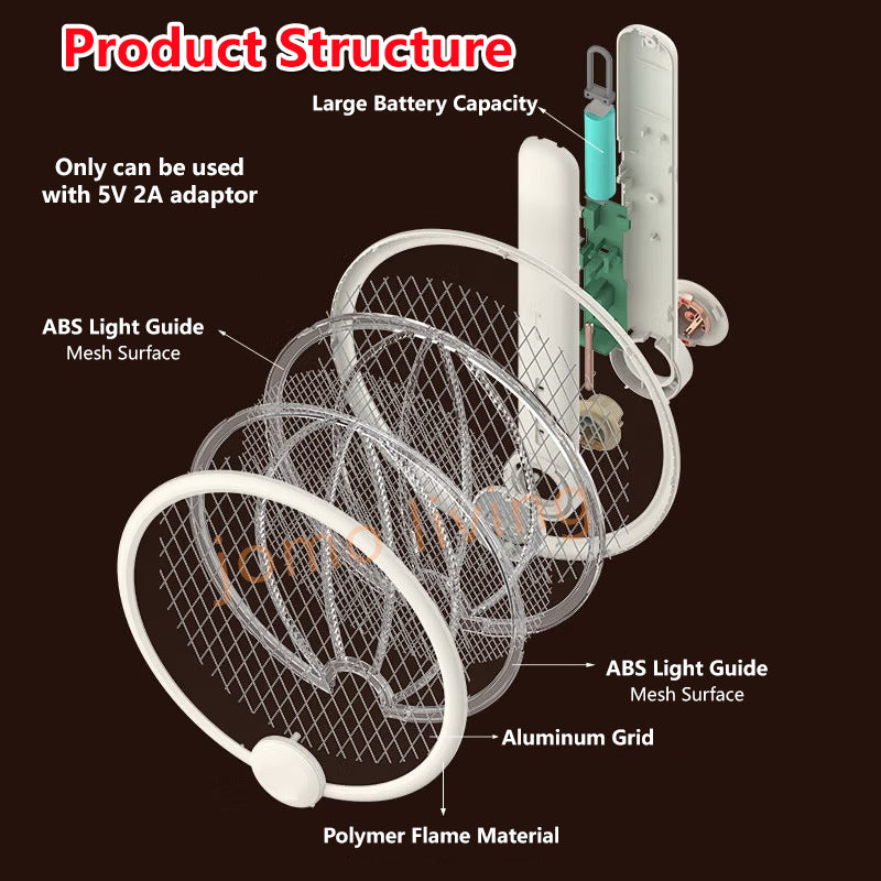 Foldable Electric Mosquito Killer Racket Mosquito Swatter USB Rechargeable Mosquito Lamp Repellent