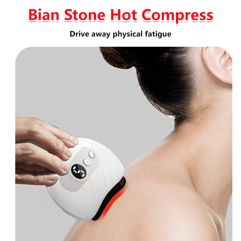 Electric GuaSha Meridian Brush Scraping Face Slimming Massage Vibration & Hot Compress Vday Gift Idea