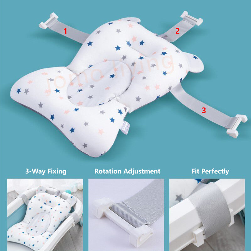 Baby Bathing Bathtub Mat Foldable Bath Tub Pad Newborn Anti-Slip Soft Comfort Body Cushion