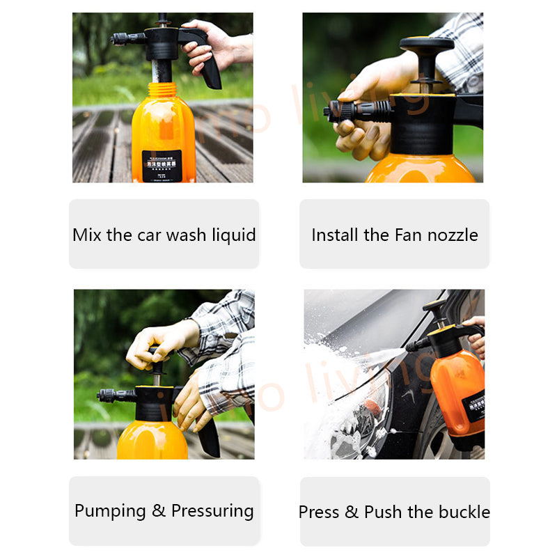 Car Wash Snow Foam Sprayer Bottle High Pressure Foam Spray Manual Air Pressure Garden Watering Car