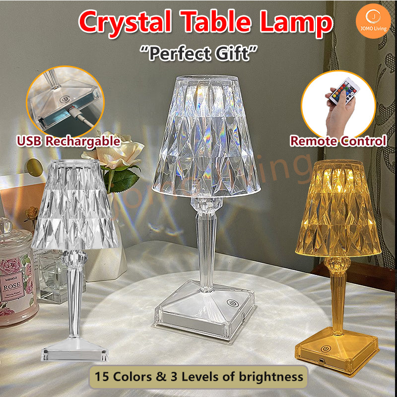 Diamond Table Lamp Crystal Side Lamp Dining Table Diamond Light LED Night Lamp Gift Idea