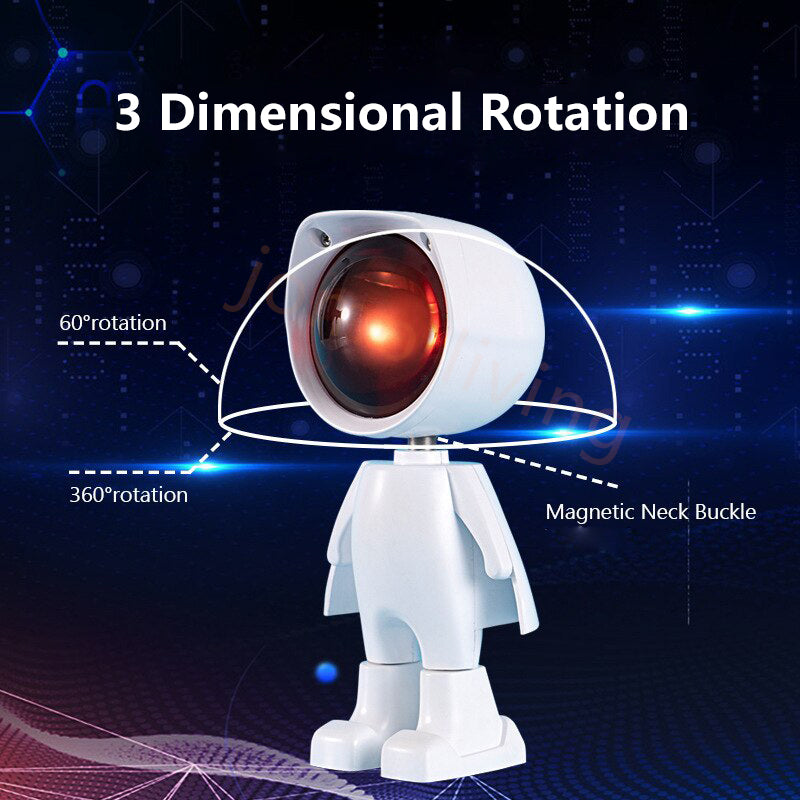 USB Robot Atmosphere Light 360° Sunset Lamp Dimming Projector Night Lamp Selfie Light Gift Idea