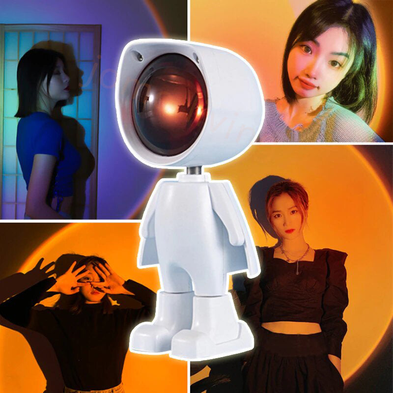 USB Robot Atmosphere Light 360° Sunset Lamp Dimming Projector Night Lamp Selfie Light Gift Idea