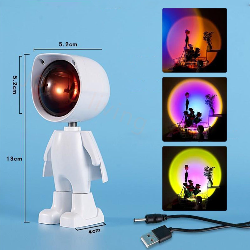 USB Robot Atmosphere Light 360° Sunset Lamp Dimming Projector Night Lamp Selfie Light Gift Idea