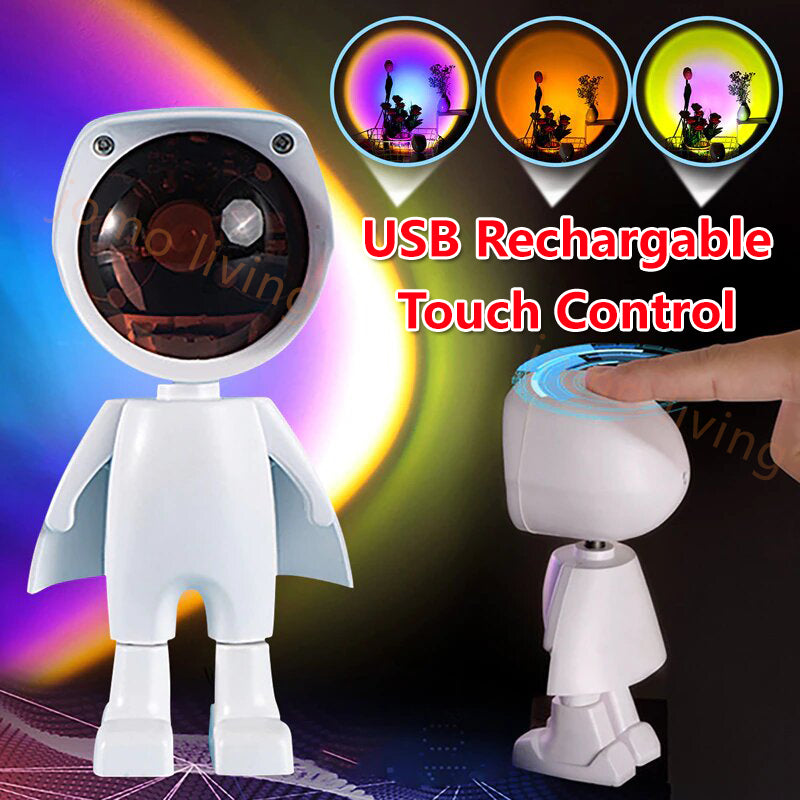 USB Robot Atmosphere Light 360° Sunset Lamp Dimming Projector Night Lamp Selfie Light Gift Idea