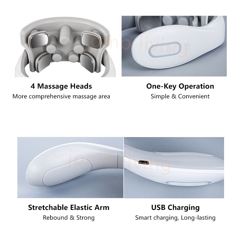 4 Head 3D Smart Neck Massager Cervical Spine Massage Electric Acupuncture Guasha Intelligent Voice