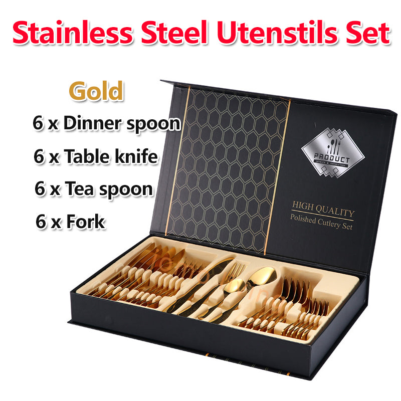 Stainless Steel 24 pcs Utensils Set Cutlery Gift Set Gift Idea