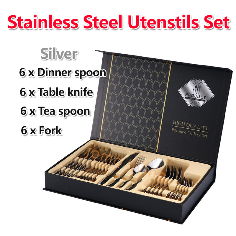 Stainless Steel 24 pcs Utensils Set Cutlery Gift Set Gift Idea