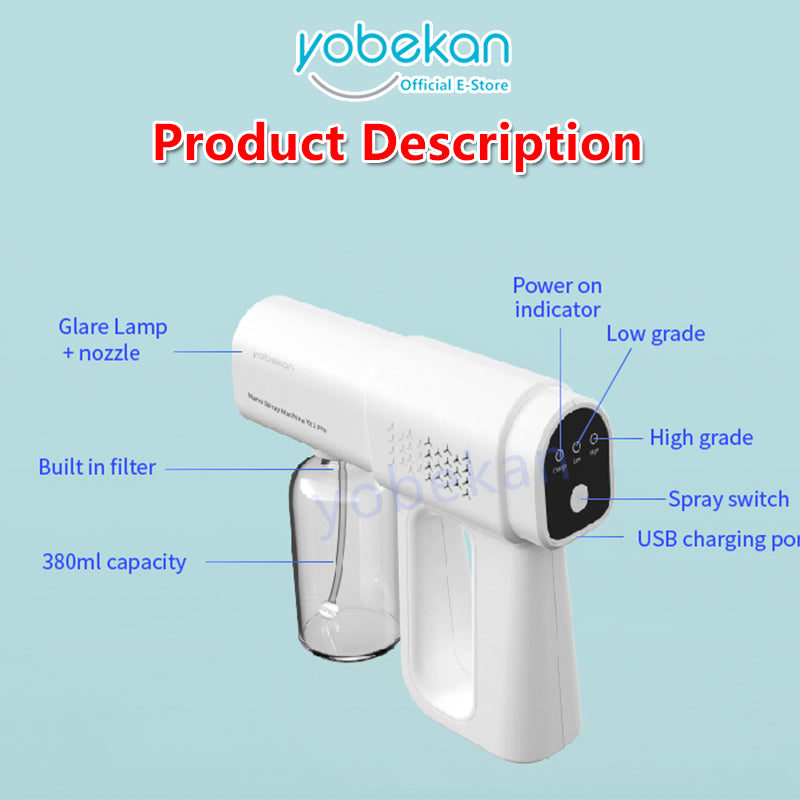 Sanitizer Spray Machine Disinfection Blue Ray Disinfectant Spray Gun UV Nano Atomizer K5