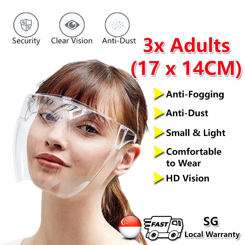 Kids Adults Solid Full Face Protection Shield Mask Acrylic Transparent 100% Anti Fog Face Shield Sheild