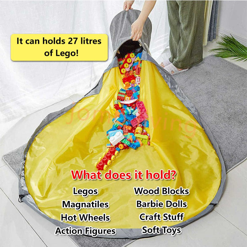Kids Toys Storage Bag Toys Organization + Play Mat Storage Bucket Bag Fast Clean Up Storage Container