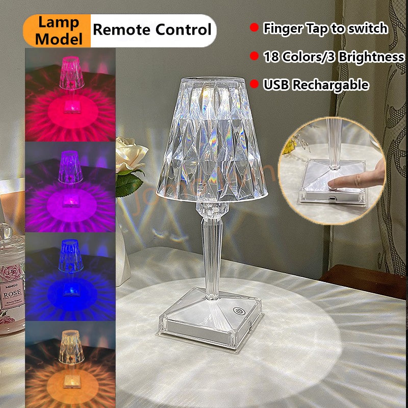 Diamond Crystal Side Table Lamp Diamond Light Desk LED Lights Rechargeable Gift Idea