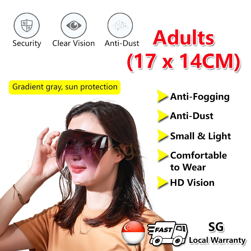 Kids Adults Solid Full Face Protection Shield Mask Acrylic Transparent 100% Anti Fog Face Shield Sheild